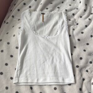 Harlow White Lace Trim Tank Top